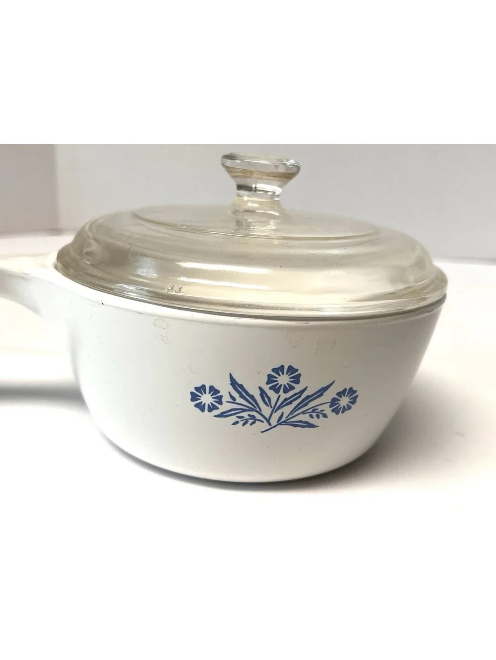 Vtg Corning Ware Blue Cornflower Skillet P-83-B and Pot P-82-B w/ Lids Exc Cond